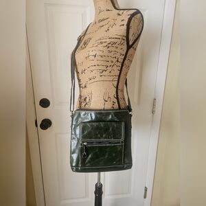 Giani Bernini Glazed Green Distressed Leather Crossbody